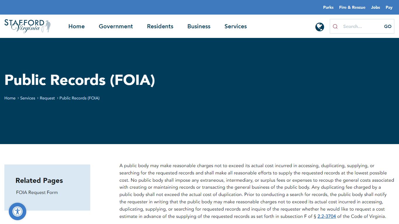 Public Records (FOIA) - Stafford County, VA